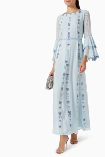 Embroidered Kaftan in Chiffon