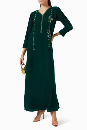 Embroidered Kaftan in Velvet