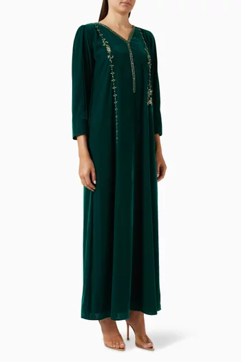 Embroidered Kaftan in Velvet