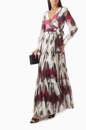 Abstract-print Wrap Dress