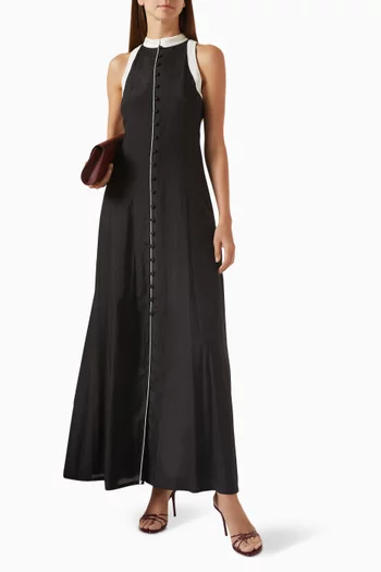 Sleeveless Shirt Dress in Cotton-silk
