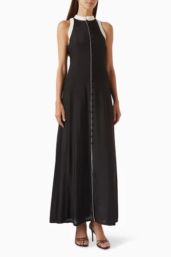Sleeveless Shirt Dress in Cotton-silk