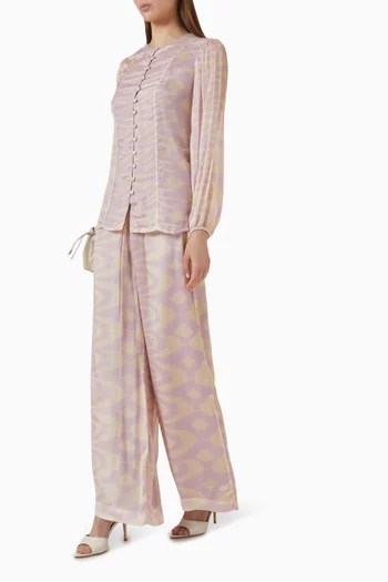 Abstract Print Flared Pants