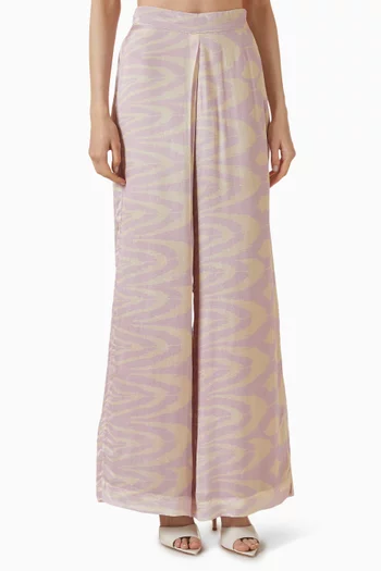 Abstract Print Flared Pants