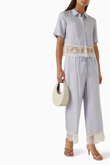 The Stripe Lace Lounge Pants in Silk