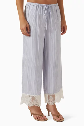 The Stripe Lace Lounge Pants in Silk