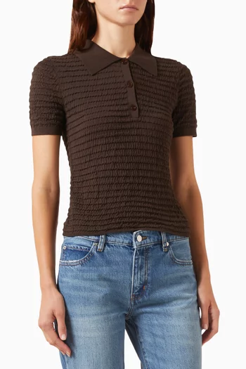 The Smocked Polo Shirt in Silk-blend
