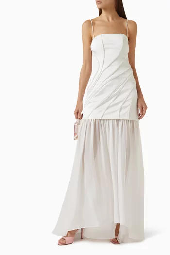 Gaia Beaded Maxi Dress in Satin