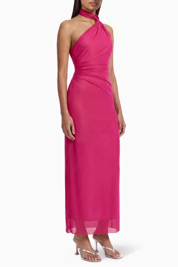 Avni Halterneck Maxi Dress in Mesh