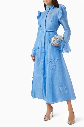 Katrina Appliqué Butterfly Sleeve Midi Dress