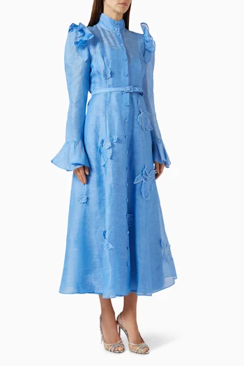 Katrina Appliqué Butterfly Sleeve Midi Dress