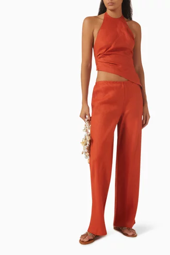 Gale Mid-rise Pants in Linen