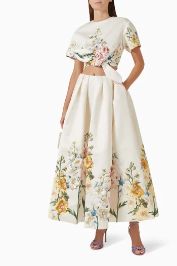 Riley Embroidered-sleeve Crop Top