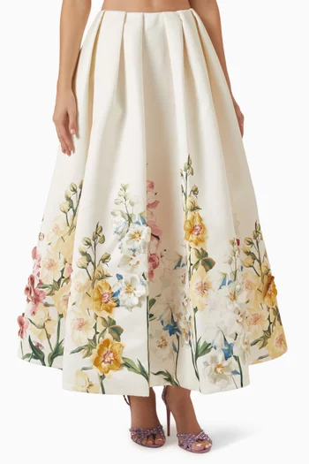 Victoria Embroidered Puff Maxi Skirt