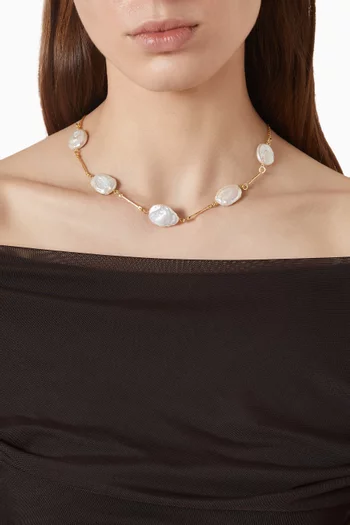 Pearl Link Necklace in 18kt Gold-plated Metal