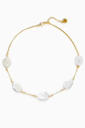 Pearl Link Necklace in 18kt Gold-plated Metal