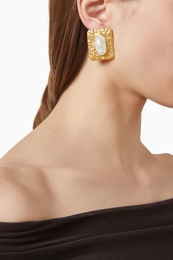 Square Stud Earrings in 18kt Gold-plated Metal