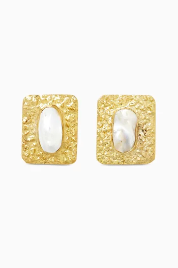 Square Stud Earrings in 18kt Gold-plated Metal