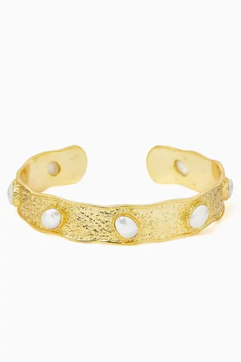Pearl Cuff Bracelet in 18kt Gold-plated Metal