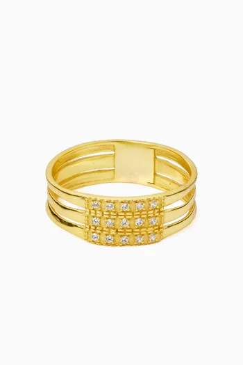 Triple Band Pinky Ring in 18kt Gold-plated Metal