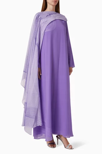 Draped Panel Maxi Dress in Chiffon