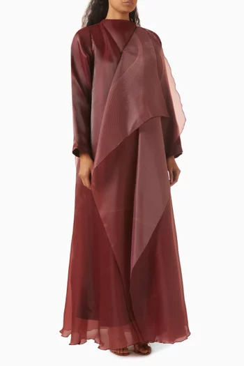 Printed Ruffle Maxi Dress in Organza