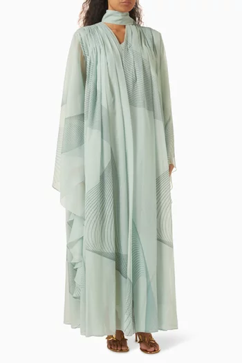 Printed Draped Kaftan in Chiffon