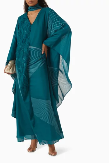 Ruffle Feather Maxi Dress in Chiffon