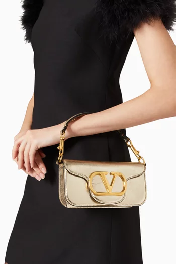 Small Locò Shoulder Bag in Metallic Calfskin