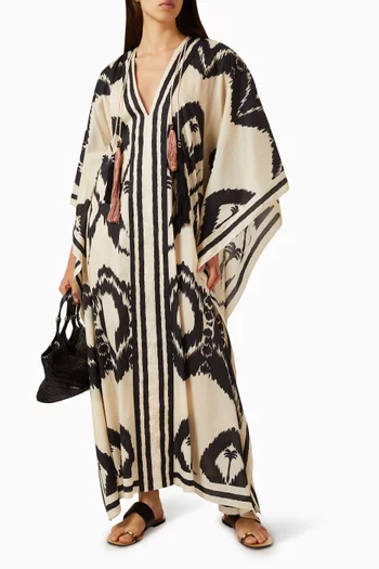 The Wind Of Palms Tunic Maxi Dress in Cotton