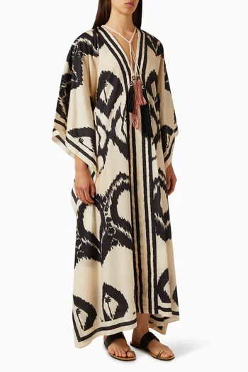 The Wind Of Palms Tunic Maxi Dress in Cotton