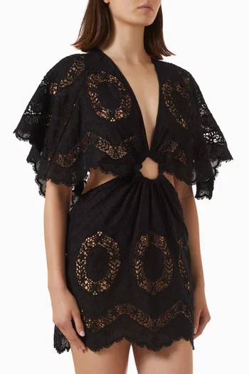 Paradise Mini Dress in Eyelet Cotton