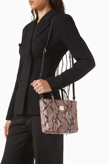 Mini Toni Tote Bag in Python-embossed Leather