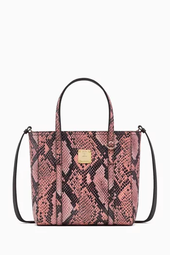 Mini Toni Tote Bag in Python-embossed Leather