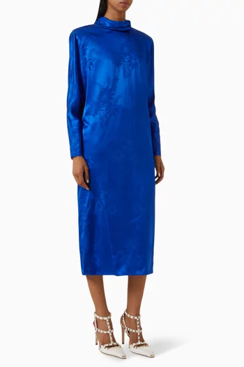 Flowerism Sunflowers Jacquard Midi Dress