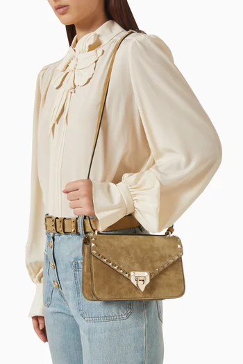 Small Rockstud Shoulder Bag in Suede