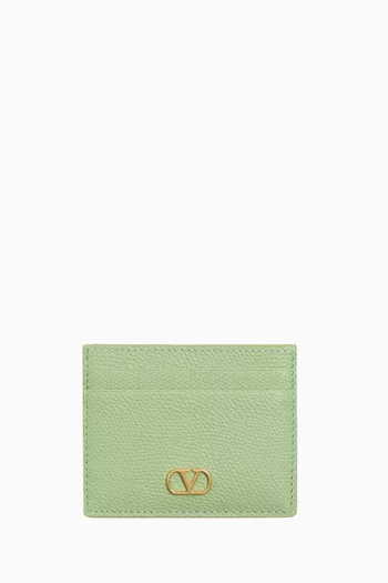 VLogo Cardholder in Grainy Calfskin