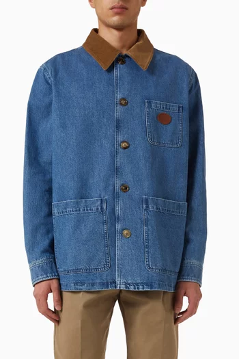 VLOGO Patch Shirt Jacket in Denim