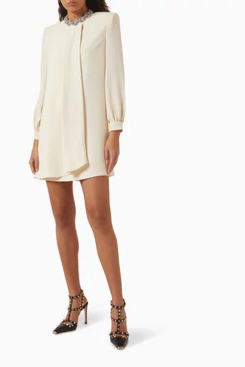 Embroidered Mini Dress in Cady Couture