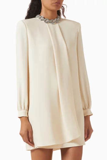 Embroidered Mini Dress in Cady Couture