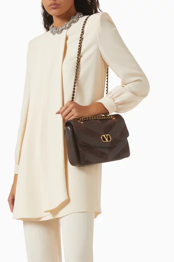 Medium Djuna Chain Bag in Suede & Leather
