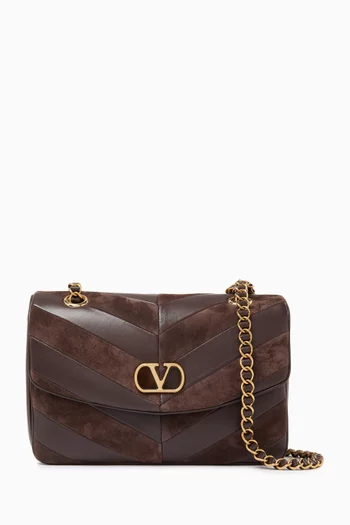 Medium Djuna Chain Bag in Suede & Leather