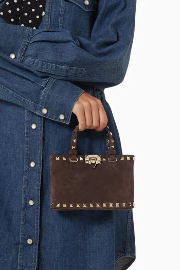 Mini Rockstud Shopping Bag in Suede