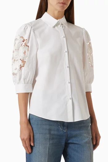 Macramé Shirt in Cotton Poplin