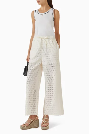 Fleurs A Jour Micro Pants in Cotton