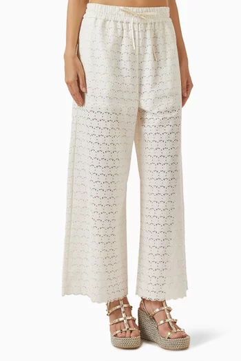 Fleurs A Jour Micro Pants in Cotton