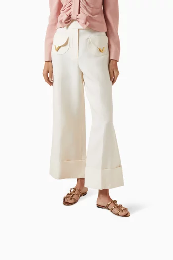 Rockstud Slide Sandals in Laminated Leather