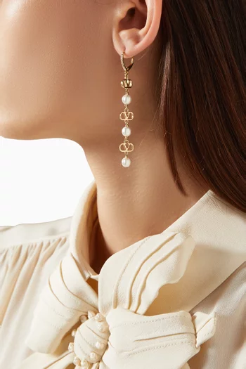 VLogo Signature Flower Earrings in Swarovski® & Metal