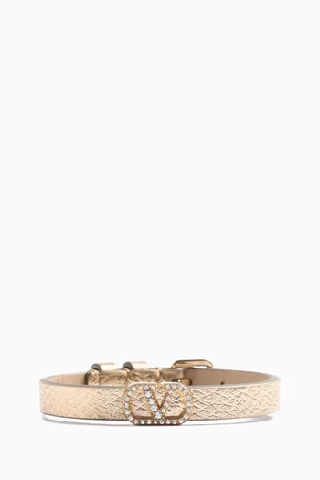 VLogo Signature Bracelet in Laminated Leather
