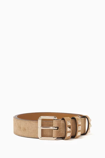 Rockstud Belt in Suede